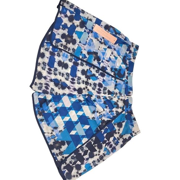 New Romeo & Juliet Couture Blue Multi-color Geometric Silky Fashion Shorts - Picture 10 of 13